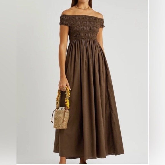 free people brown off the shoulder dress Free People free swinging Mini Dress